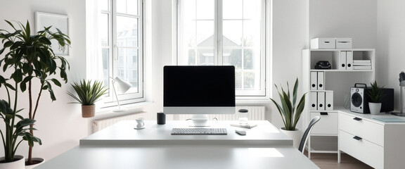 Fototapeta premium Minimalist Home Office with a Modern Feel