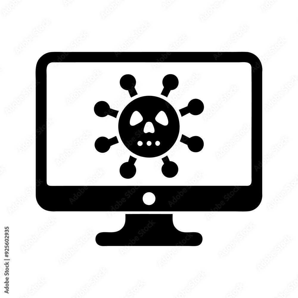 Wall mural black silhouette web browser dangerous virus bug icon and vector illustration