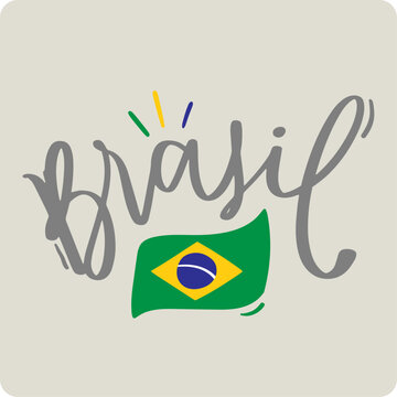 Brasil in brazilian portuguese. Modern hand Lettering. vector.