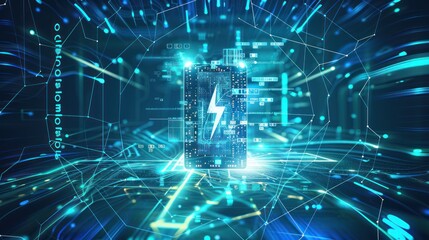Fototapeta premium Digital Power: A Circuit Board with Lightning Bolt
