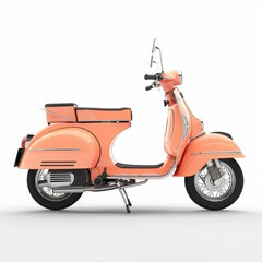 Obraz premium Peachy Keen Ride: A Classic Scooter in Pastel Perfection, isolated on white background