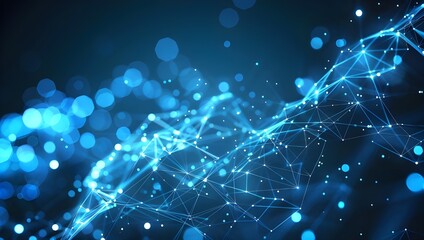 Abstract background with blue digital connections, data technology and global network concept on dark background.