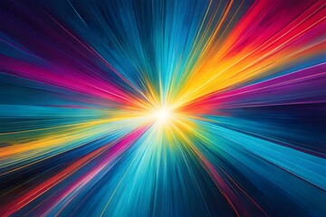 A colorful light with a yellow center and blue and red edges