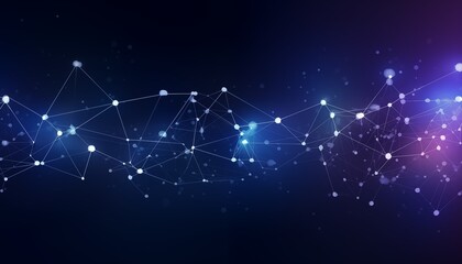 Fototapeta premium abstract dark blue dot connections background with stars