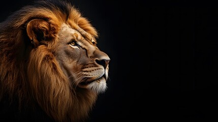 Naklejka premium 黒い背景とライオン