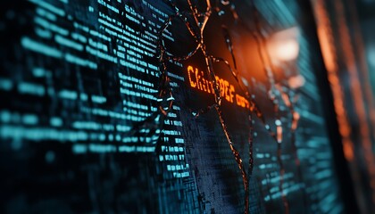 Close-Up of Cracked Computer Screen Displaying a Critical Error Message