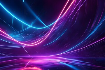 A colorful, neon-lit room with purple and blue lights