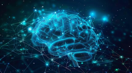 Obraz premium A digitally rendered brain illustration with glowing connections, symbolizing neural networks and advanced technology in neuroscience and artificial intelligence