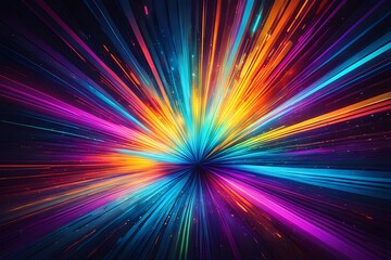 A colorful explosion of light with a rainbow of colors