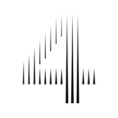 Number 4 with Abstract Line Pattern