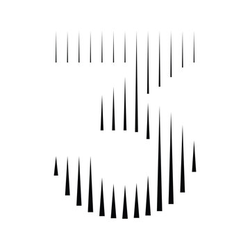 Number 3 logo with abstract geometric vertical parallel lines