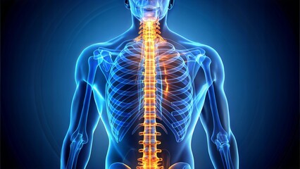 Futuristic x-ray scan of a human body, with copy space, with empty space, no text, no word, no character, --no logo --no letters --no text, no watermark, --no words