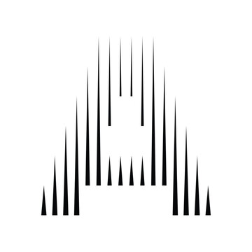 Letter A logo with abstract geometric vertical parallel lines