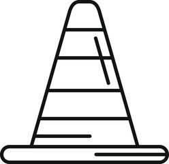 Simple line art icon of a reflective traffic cone used for road work safety