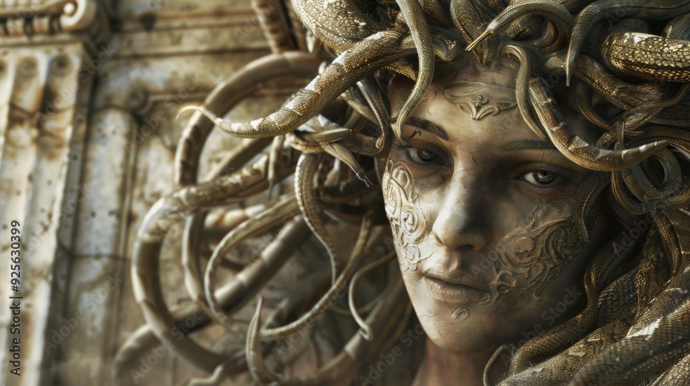 Poster goddess medusa made of stone