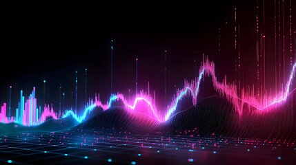 Colorful digital sound wave visualization with a futuristic design.