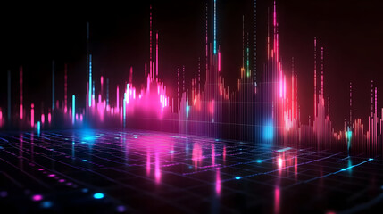Colorful digital waveform representation with vibrant peaks.