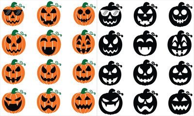 halloween pumpkins different Set vector