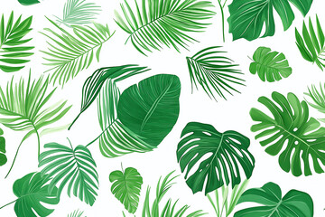 Repeating pattern with fresh green leaves, Repeating green leaf pattern for nature-inspired designs