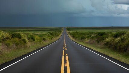 Fototapeta premium Straight asphalt highway road