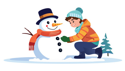 Boy with a snowman