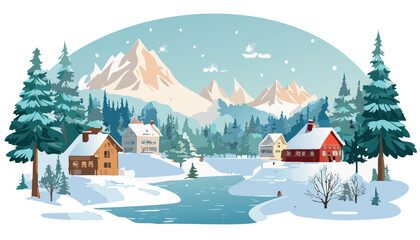 Winter landscape with snow