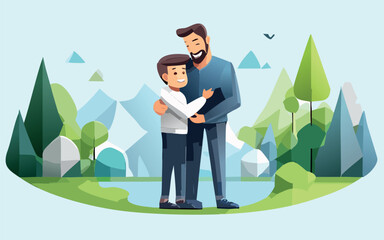 child giving a hug to father