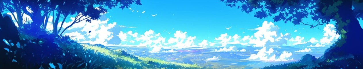 Obraz premium Enchanting Winter Wonderland: AI-Generated 4K Anime-Style Snowy Landscape with Magnolia. Magical Frost Kingdom featuring Vibrant Blue Sky and Delicate Blossoms. Dreamy 2025 Winter, New Year, and Sprin