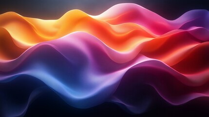 Fototapeta premium Colorful waves of fabric undulate under soft light in a serene abstract design