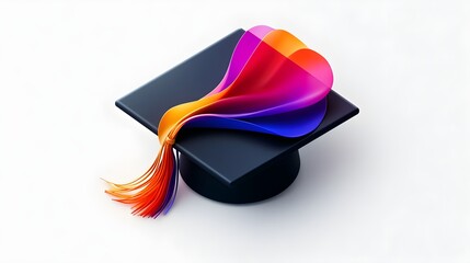 Sleek educational app icon featuring a minimalist graduation cap, vibrant yet simple colors, easily recognizable at small sizes, with rounded edges for modern appeal