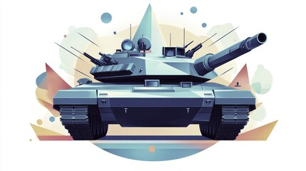 Modern Military Tank Illustration, Abstract Background