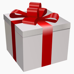 gift box with red ribbon vector illustration and white background