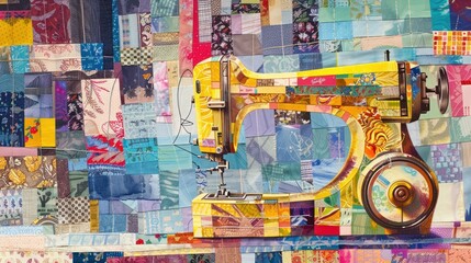 Fototapeta premium Colorful Sewing Machine Collage.