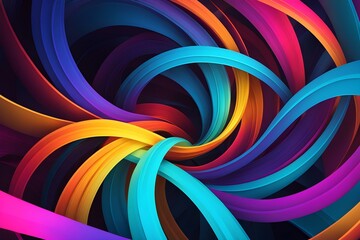 A colorful spiral of lines with a rainbow of colors