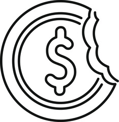 Line drawing of a dollar coin being eaten representing the concept of inflation