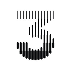 Number 3 with Abstract Line Pattern