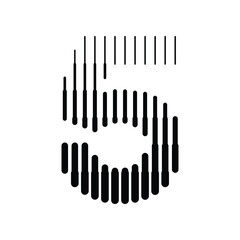 Number 5 with Abstract Line Pattern