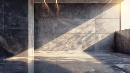 Corner Wall in Tan and Gray with Black Shadows