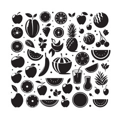 Fruits collection icon silhouette vector illustration 