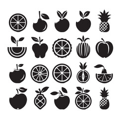 Fruits collection icon silhouette vector illustration 