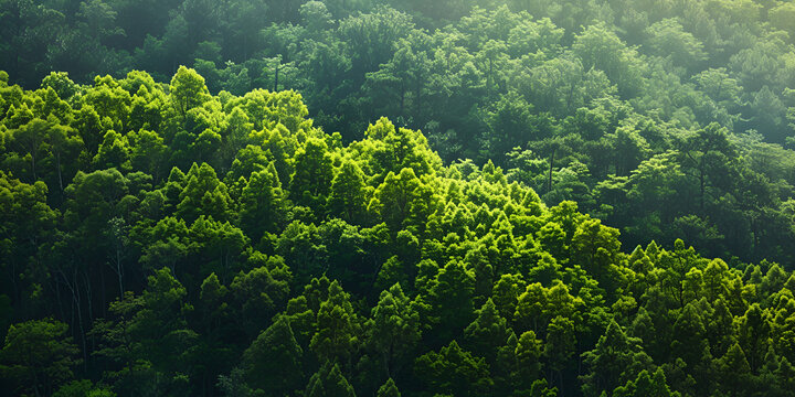 Aerial Top View of Dense Forest Trees
