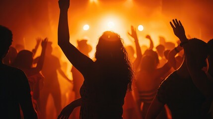 concept of people dancing nightlife in concert