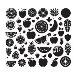 Fruits collection icon silhouette vector illustration 