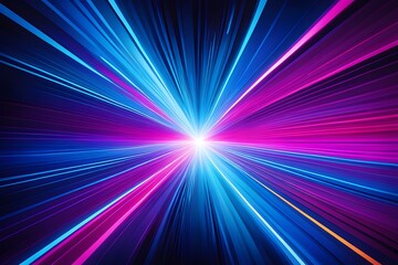 A bright blue and purple light with a white dot in the middle