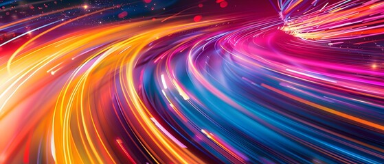 A vibrant and dynamic background featuring colorful streaks of light, representing the speed and energy associated with fast internet connections