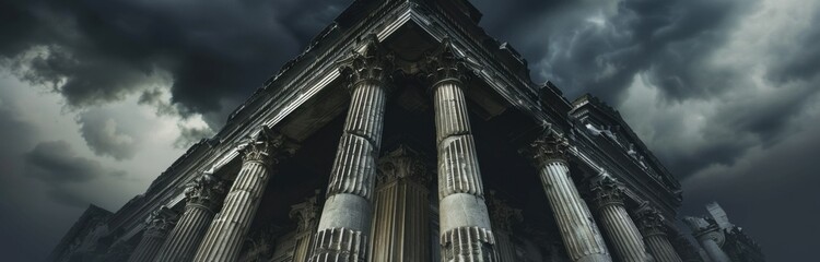 Ancient Temple Under Stormy Skies