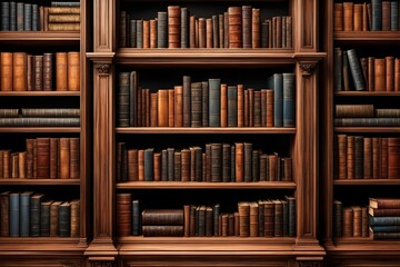 A large bookcase filled with books of various sizes and colors