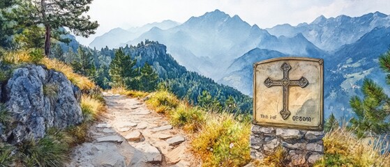 Cross of Lorraine Mountain Memorial Christianity Religion Spiritual Symbol