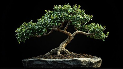 Bonsai Tree Isolated on a Black Background