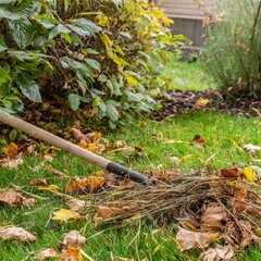 raking leaves for fall 